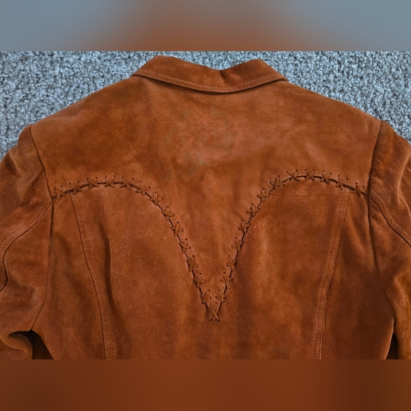 Vintage Double D Ranch Burnt Orange Suede Leather Southwestern Jacket S - Picture 3 of 9
